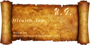Ulreich Iván névjegykártya